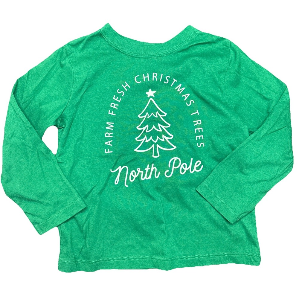 North Pole Christmas Tree Long sleeve Shirt Toddler Size 4t Green